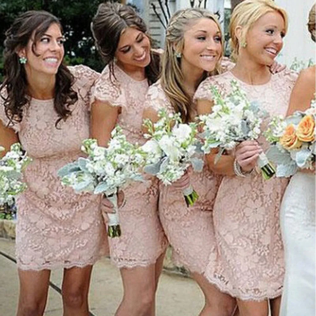 Chic Cap-Sleeve Lace Bridesmaid Dress