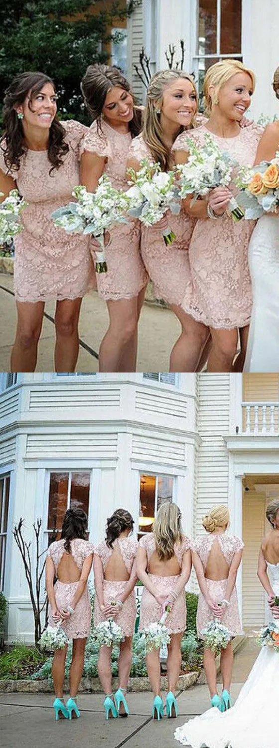 Chic Cap-Sleeve Lace Bridesmaid Dress