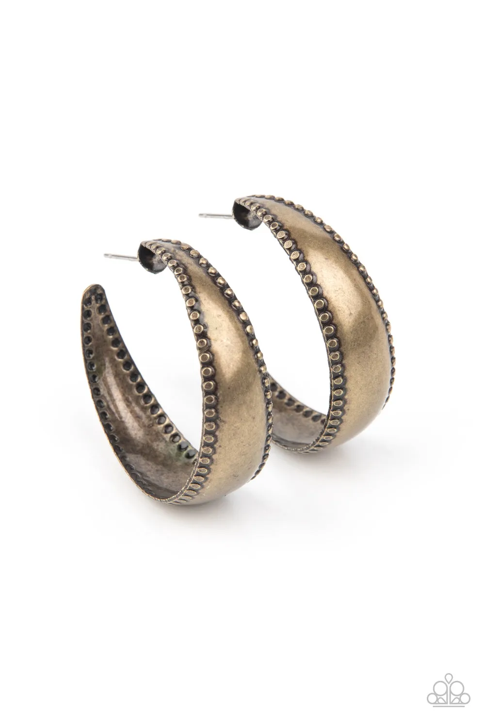 Brass Hoop Earrings Burnished Benevolence by Paparazzi