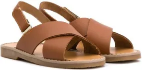 Brown BabyWalker Sandals with Cross Straps