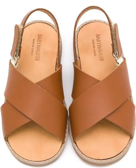 Brown BabyWalker Sandals with Cross Straps