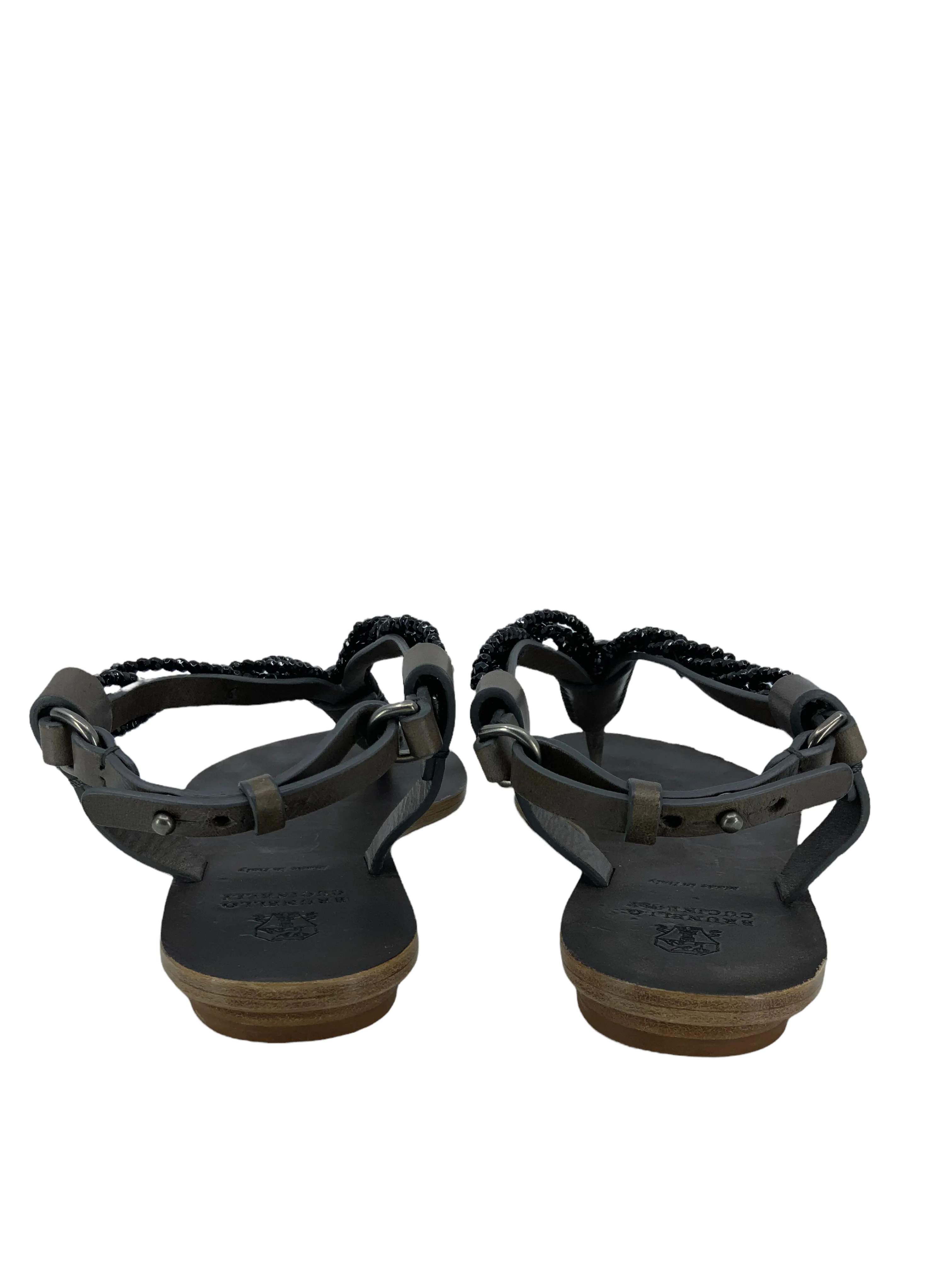 Beaded T-Strap Sandals Size 7 by Brunello Cucinelli