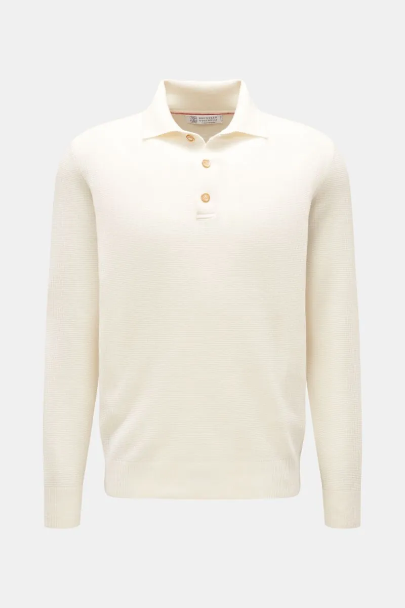 BRUNELLO CUCINELLI cashmere knit polo cream