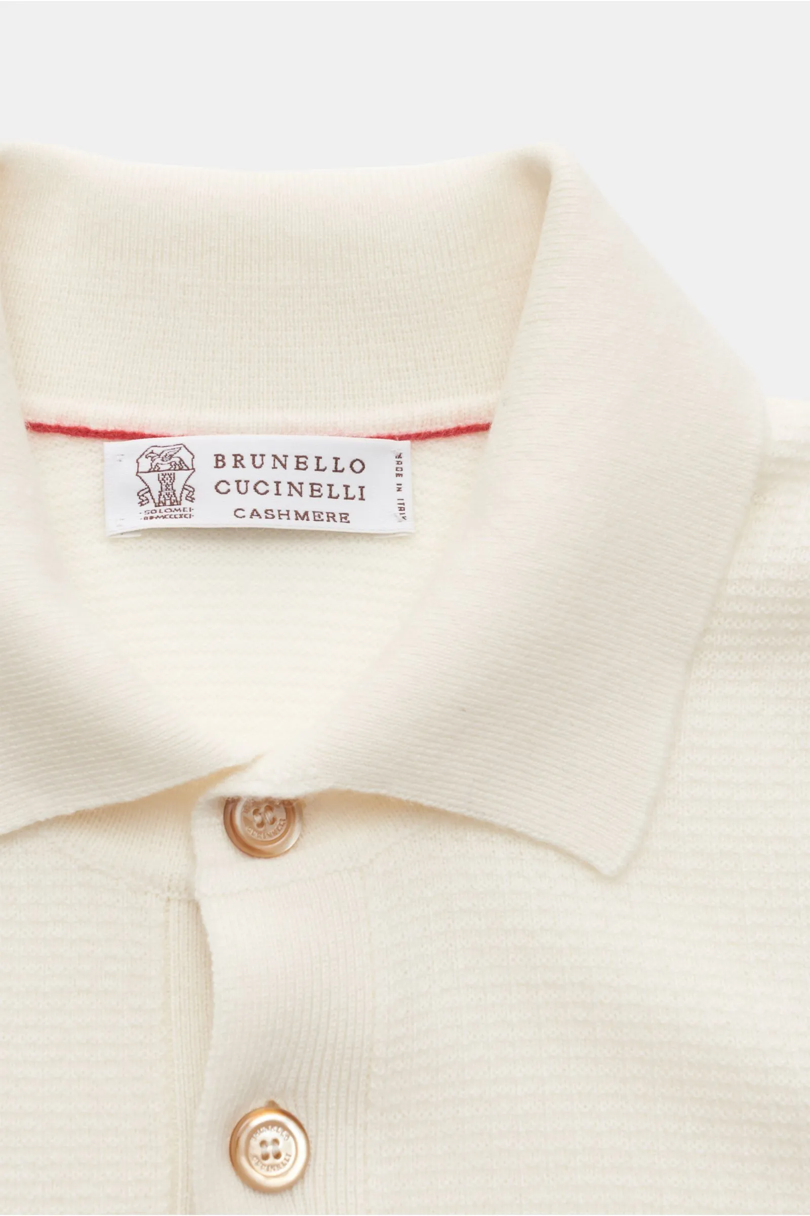 BRUNELLO CUCINELLI cashmere knit polo cream