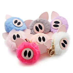 Bunny Rabbit Fur Pompom Keychains