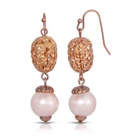 Rosabella Dangling Faux Pearl Earrings by 1928 Jewelry