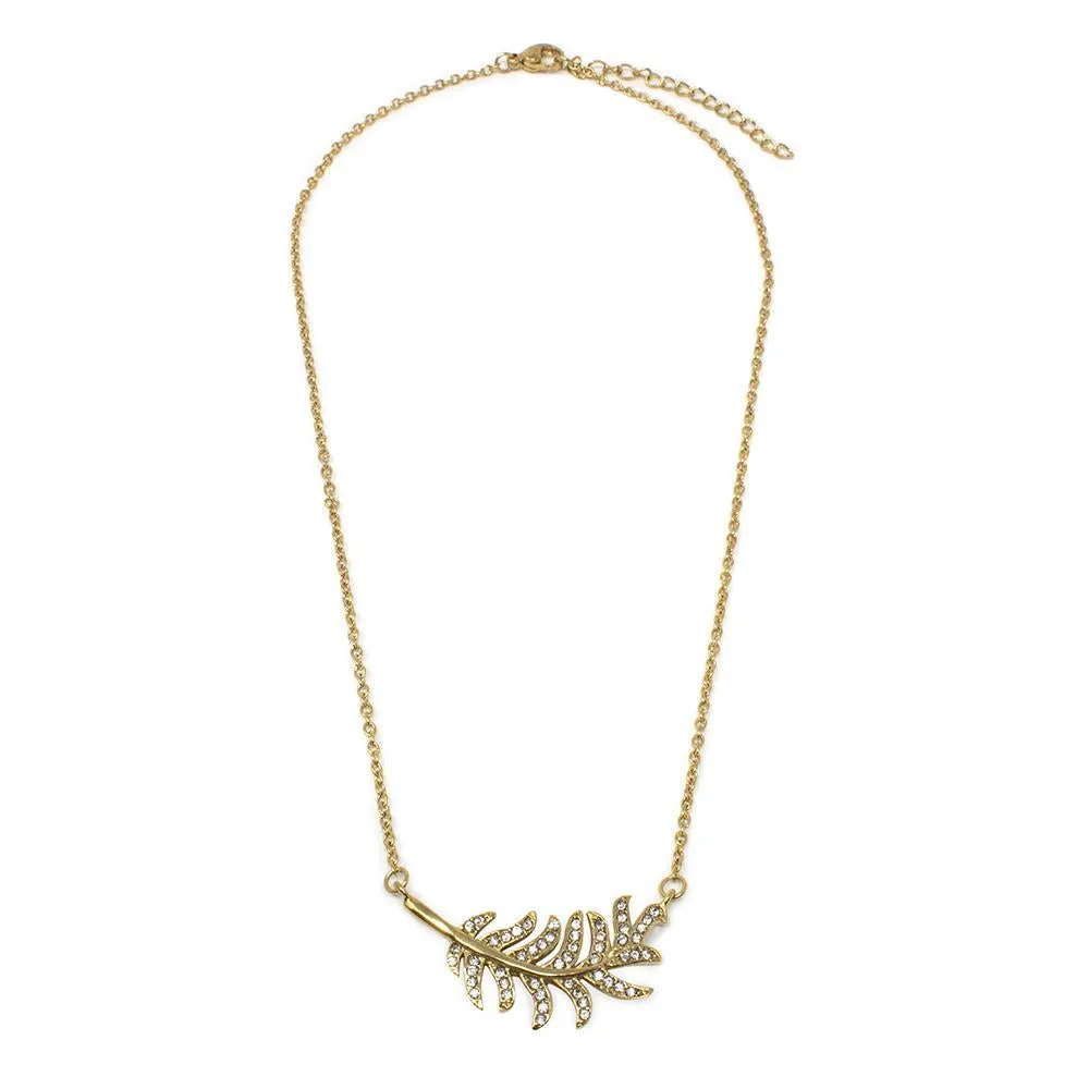 Gold Cubic Zirconia Branch Necklace