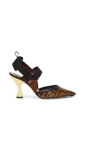 Brown Sequins Colibrì Slingback Shoes