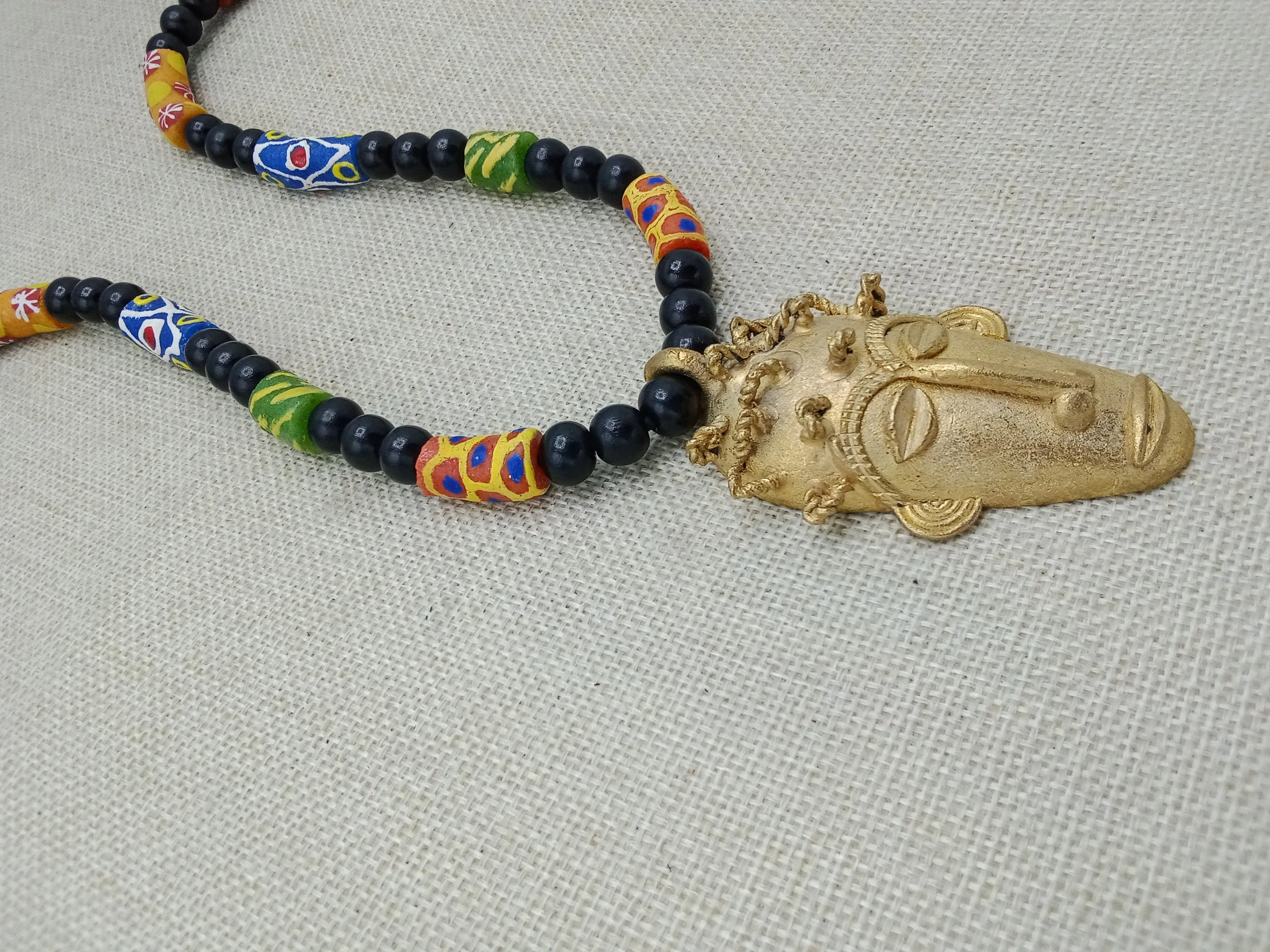 Handmade African Men's Bronze Beaded Necklace