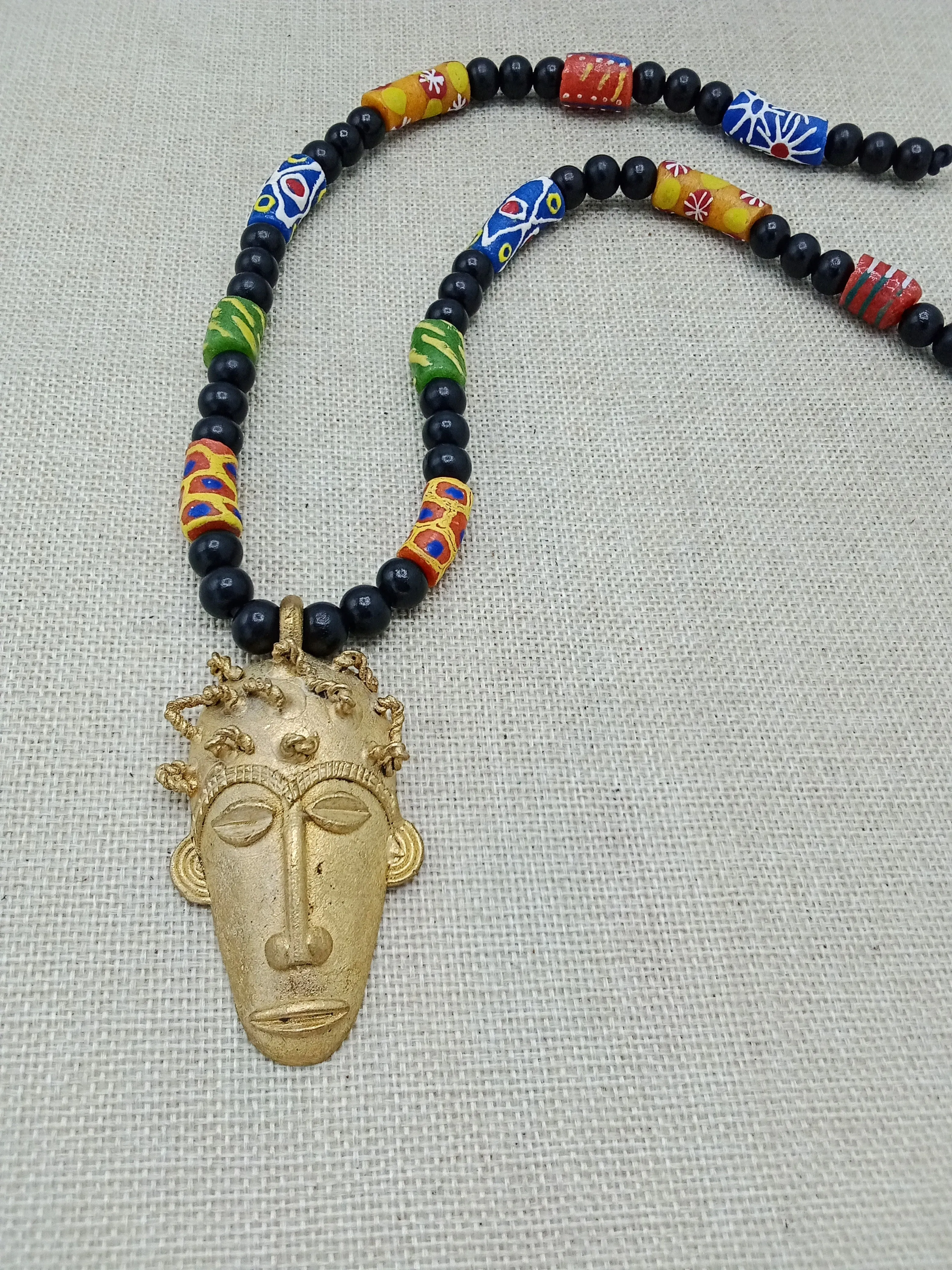 Handmade African Men's Bronze Beaded Necklace