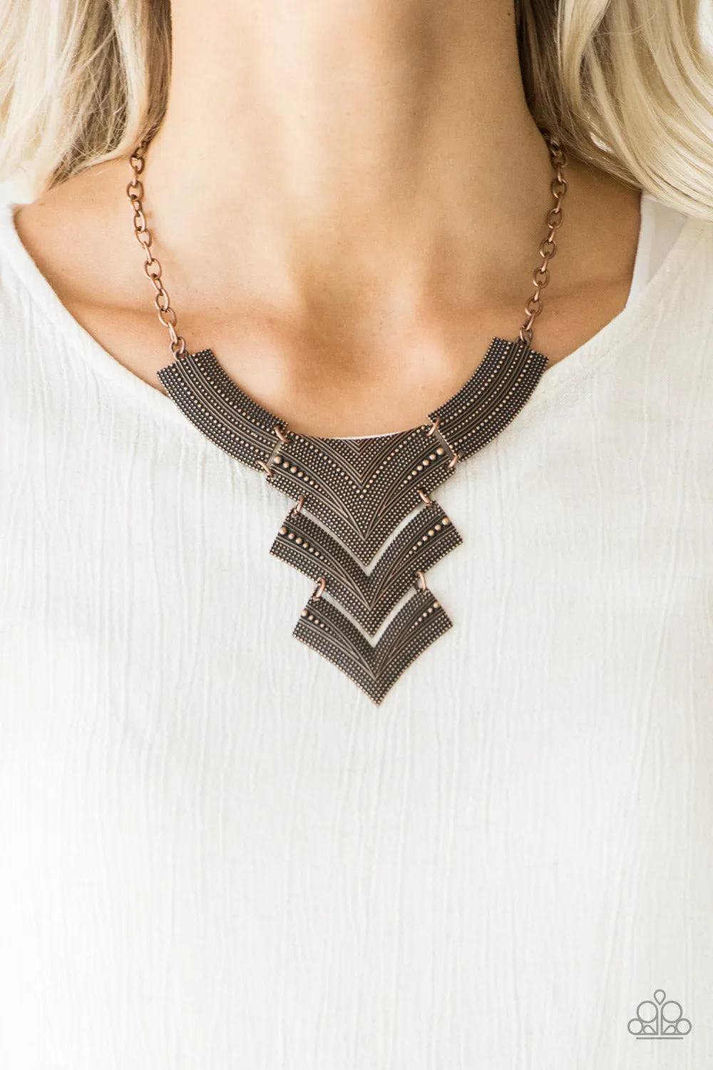 Copper Necklace Fiercely Pharaoh by Paparazzi