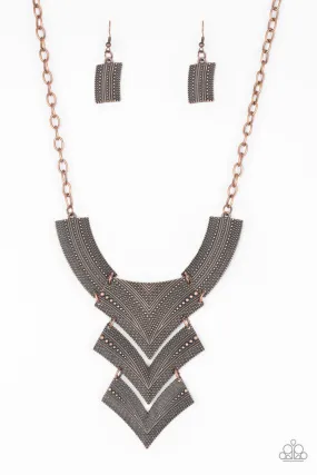 Copper Necklace Fiercely Pharaoh by Paparazzi