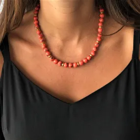 Coral Shell and Gold Beaded Necklace