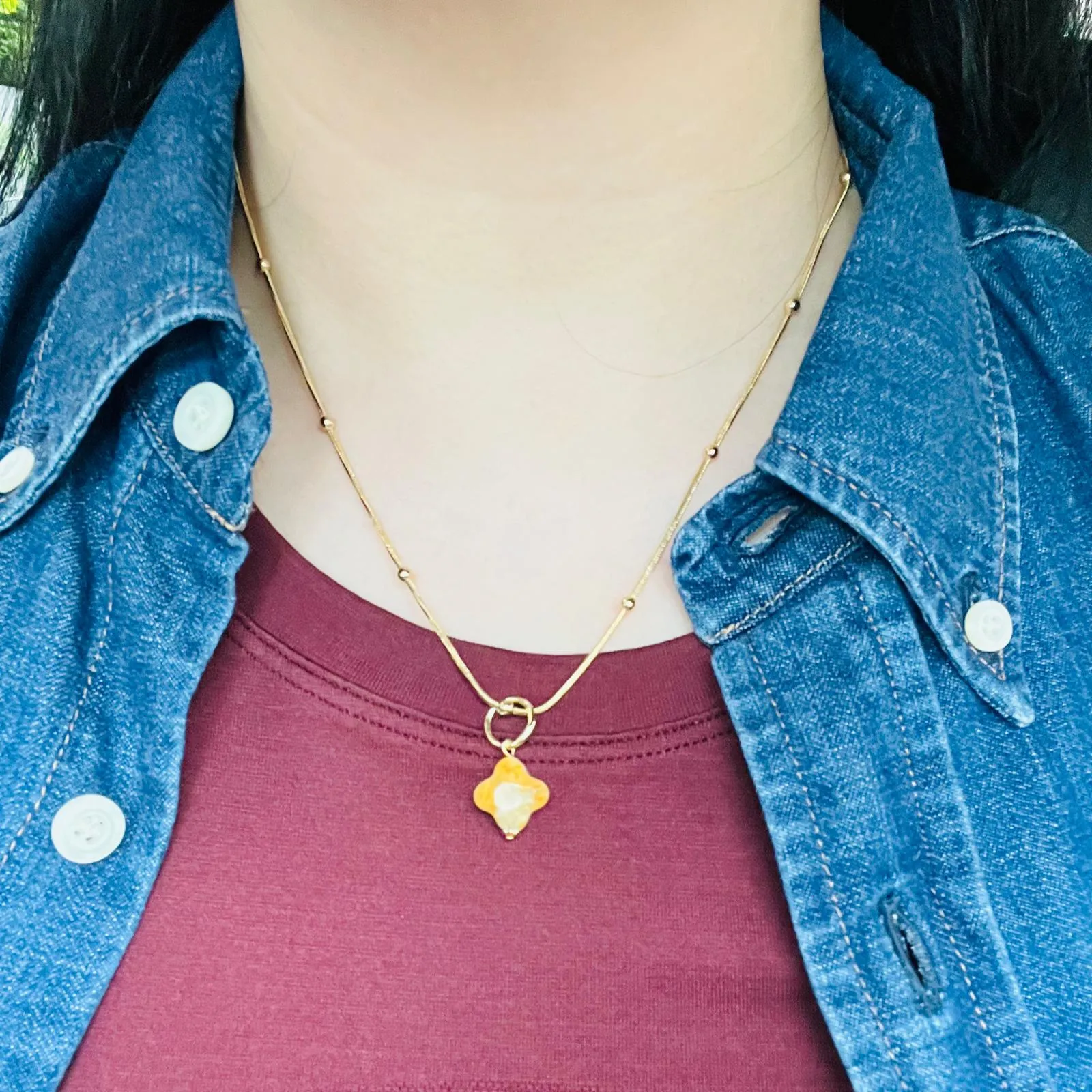 Clover Pendant with Crazy Lace Agate