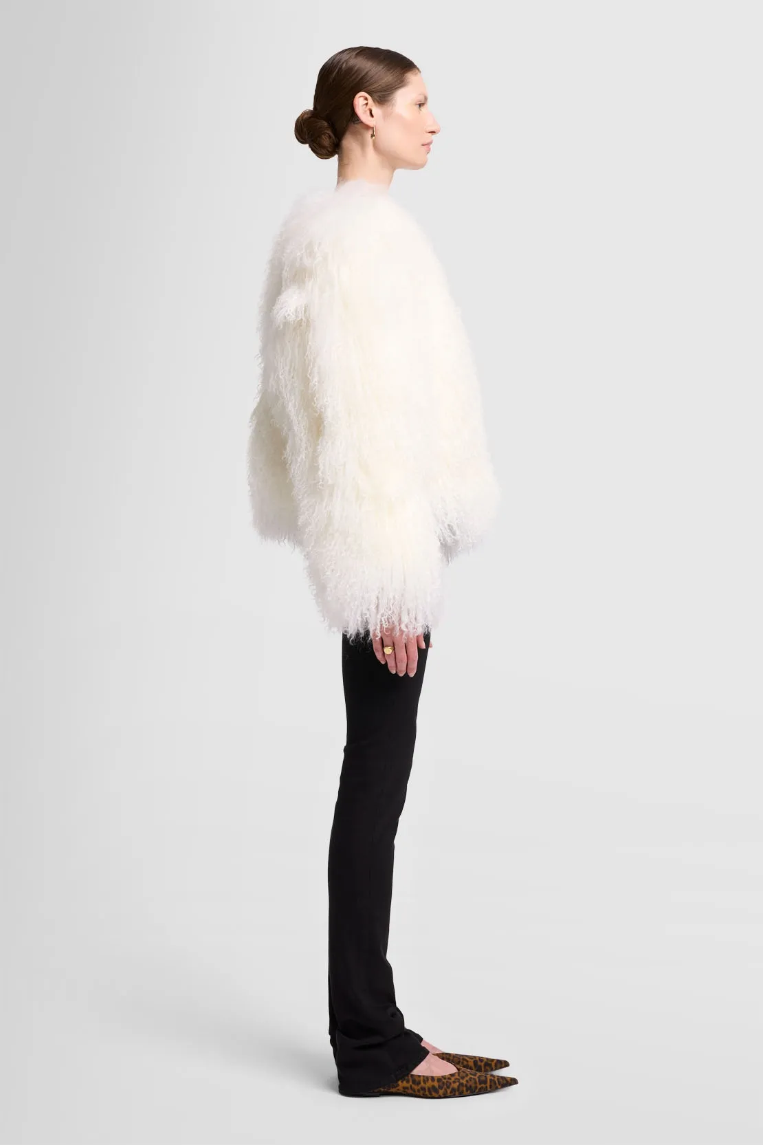 Milk Shearling Fur Jacket