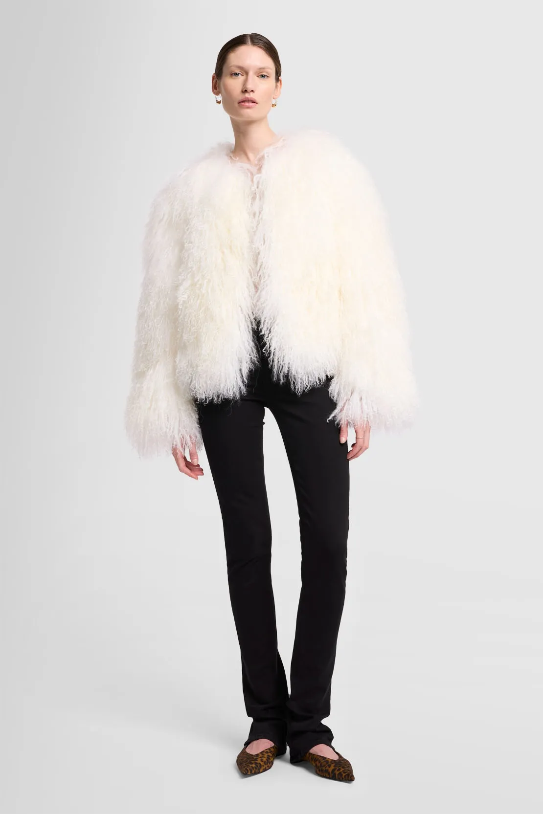 Milk Shearling Fur Jacket