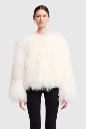 Milk Shearling Fur Jacket