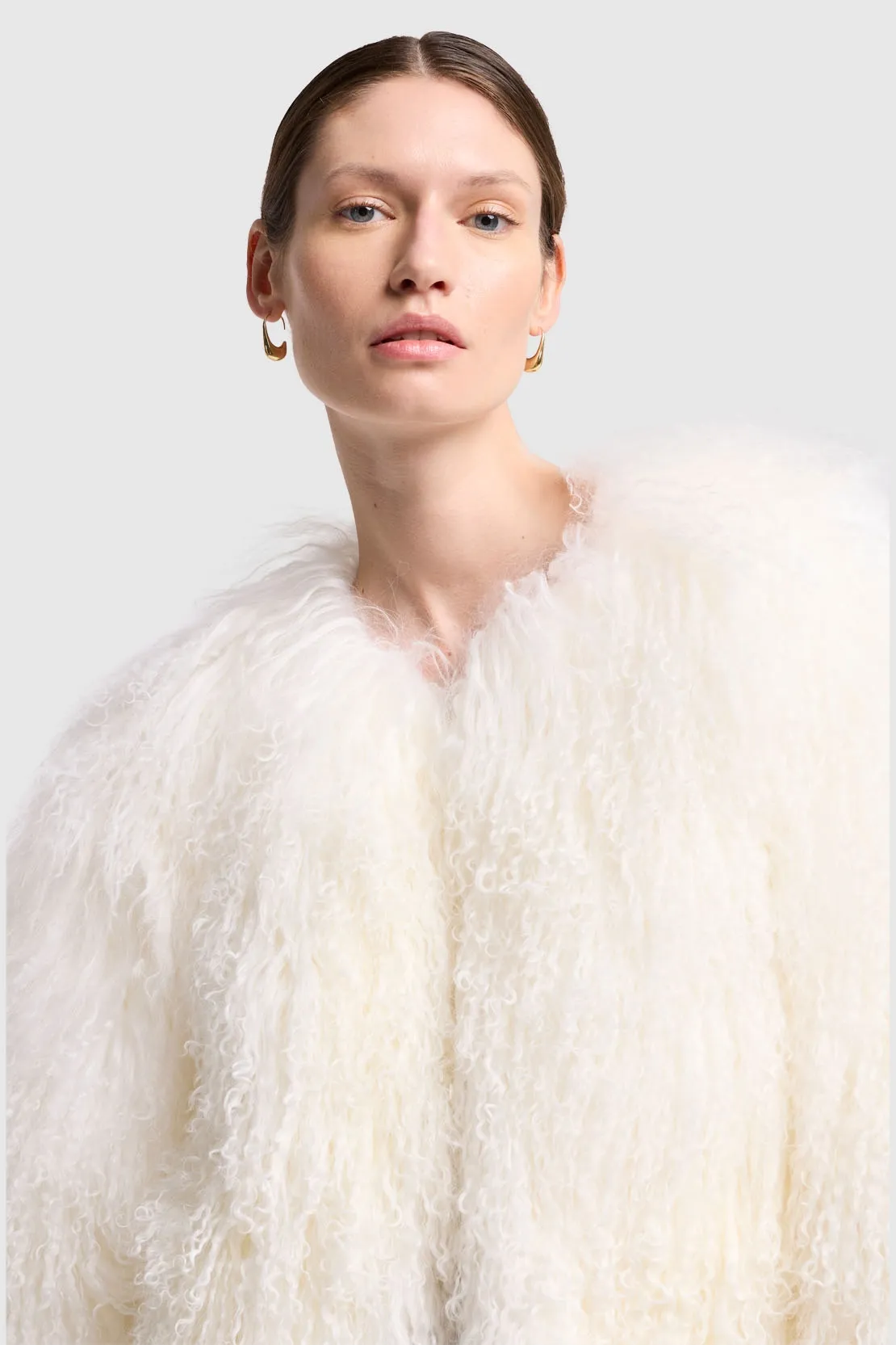 Milk Shearling Fur Jacket