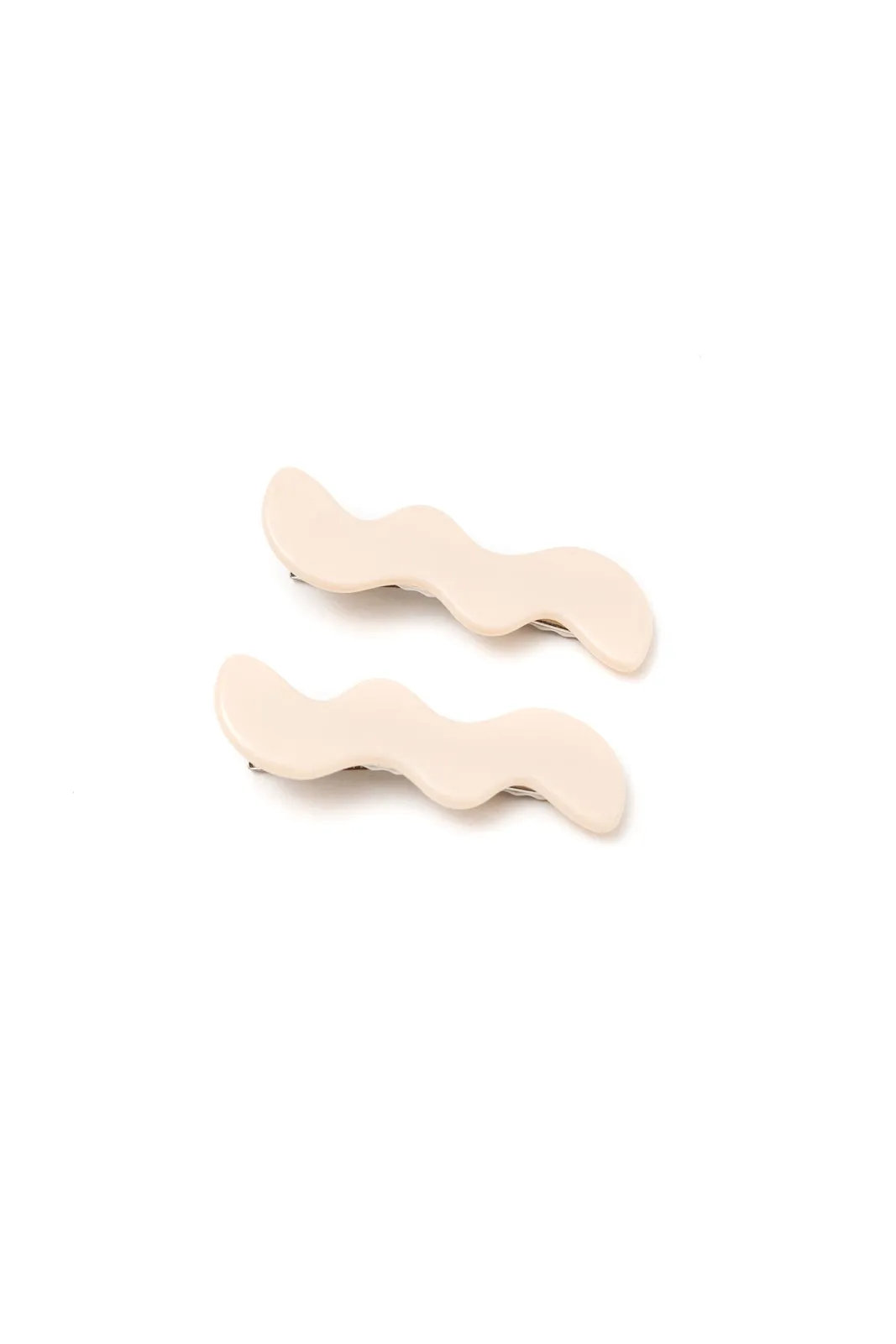 Cream Wavy Clip Set