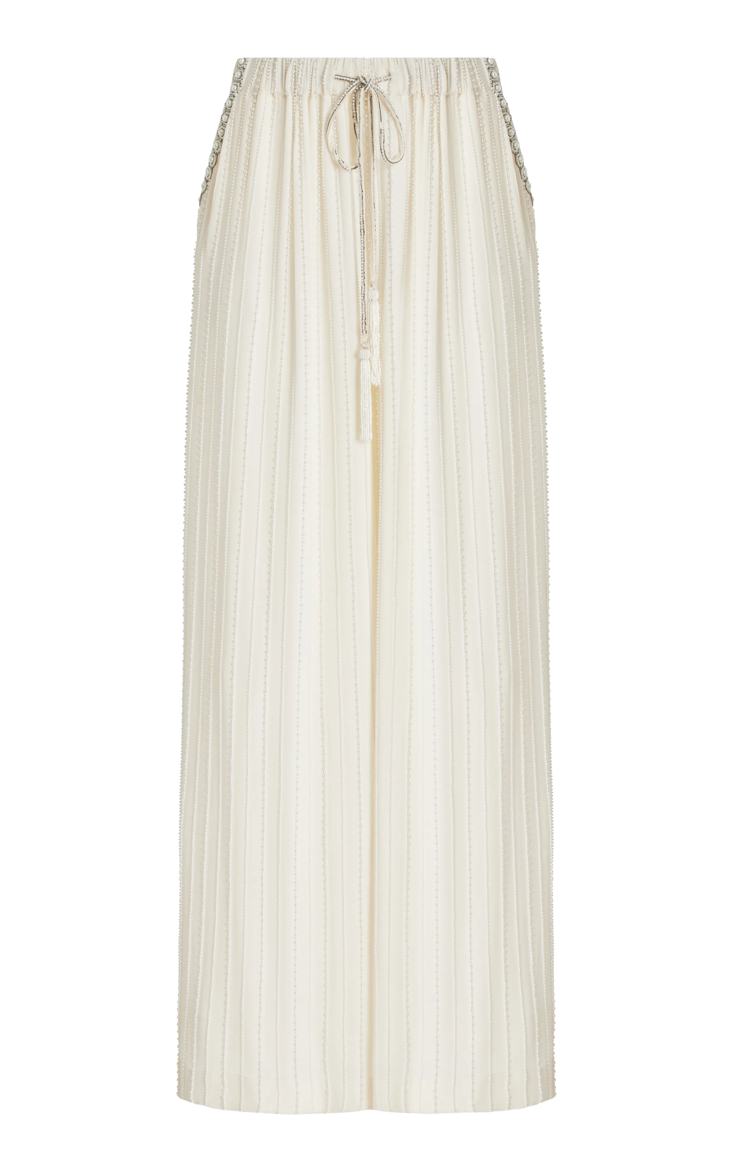 Cucculelli Shaheen Deco Pearl Medallion Wool Wide Leg Pants