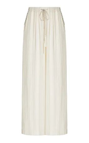 Cucculelli Shaheen Deco Pearl Medallion Wool Wide Leg Pants