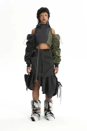 Cyberpunk Ruched Sleeve Puffer Jacket