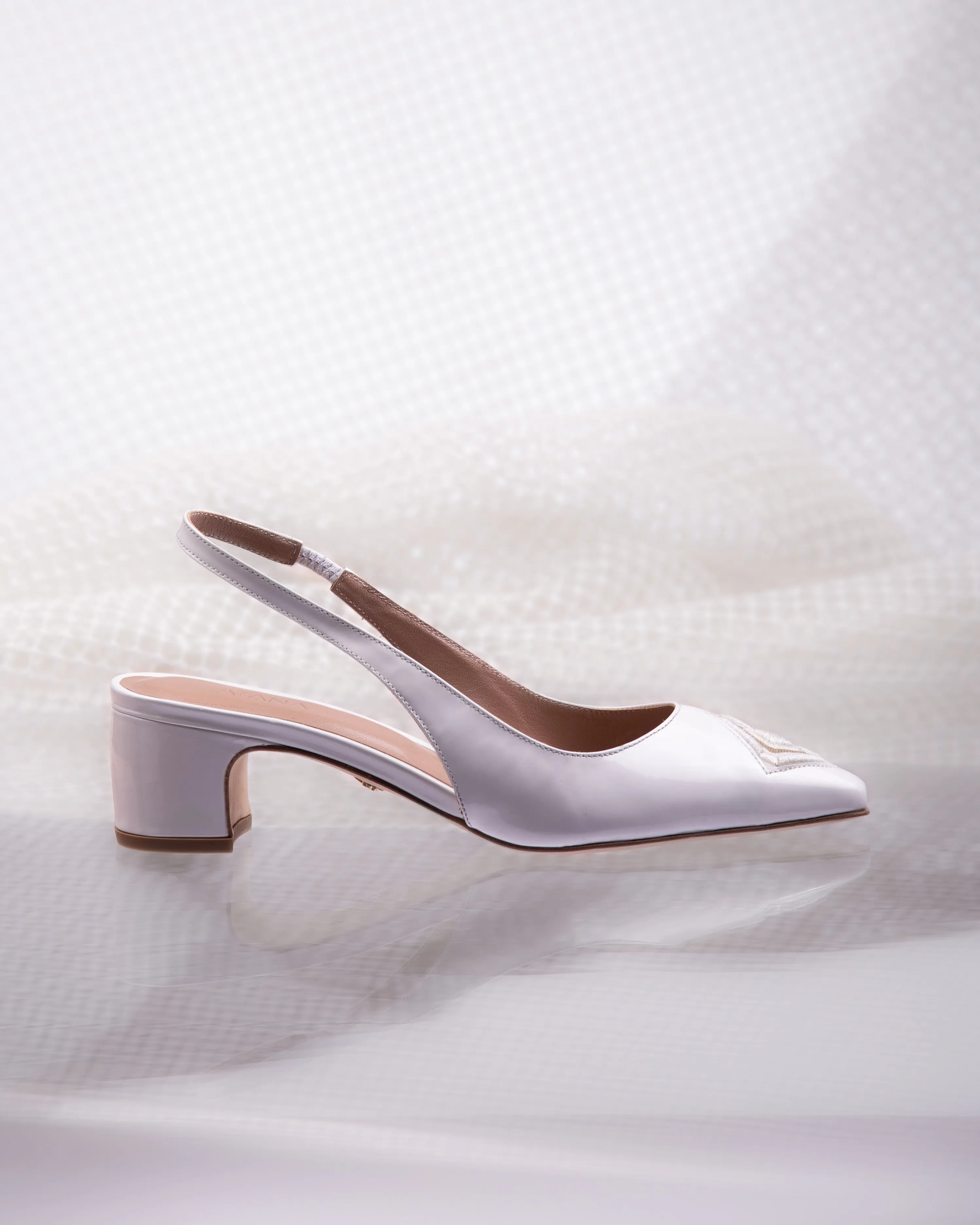 Diamond White Patent Slingback Shoes 45