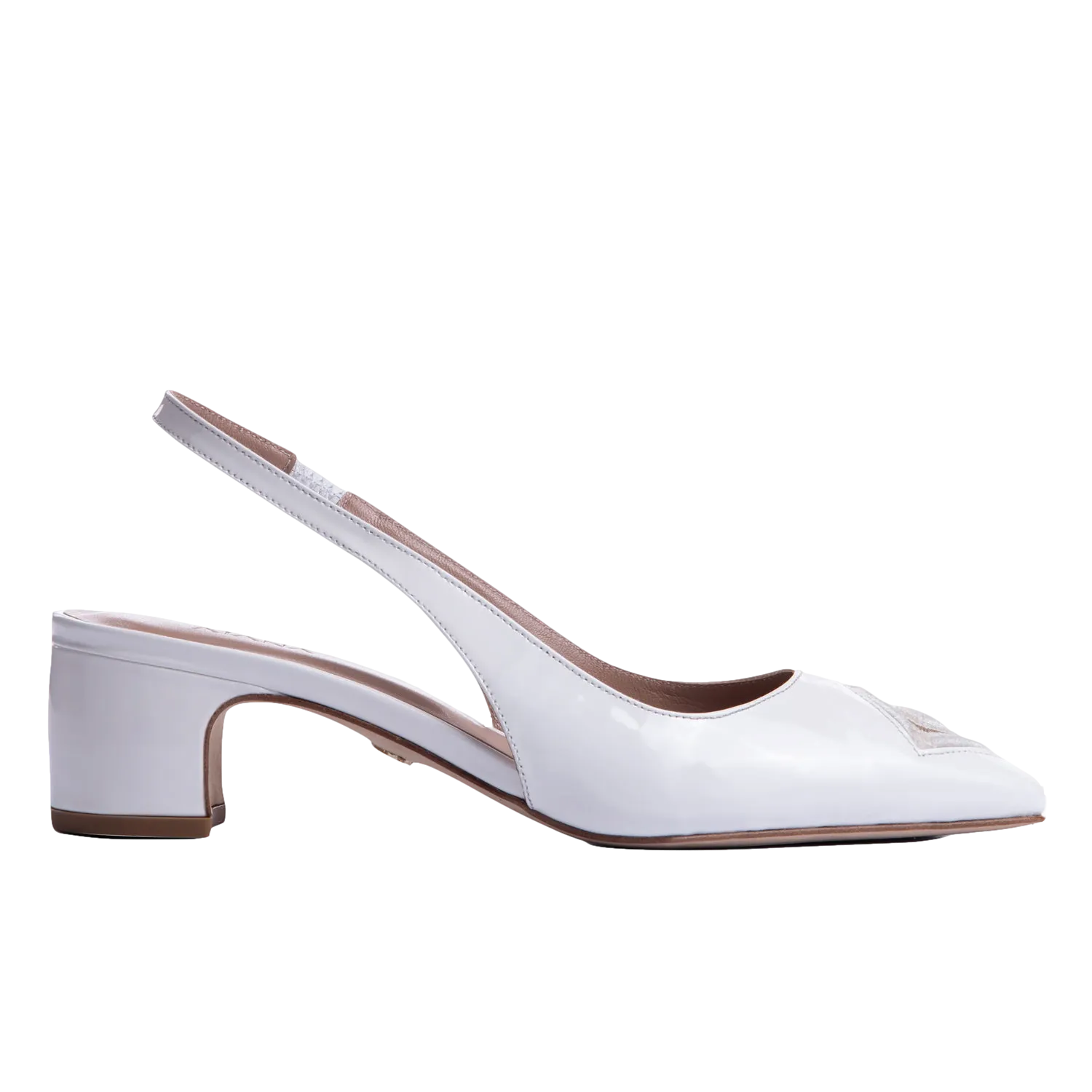 Diamond White Patent Slingback Shoes 45