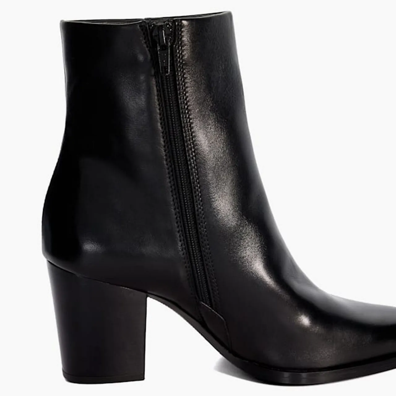 Dune London Paxten Leather Western Ankle Boots Black