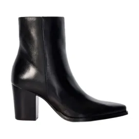 Dune London Paxten Leather Western Ankle Boots Black