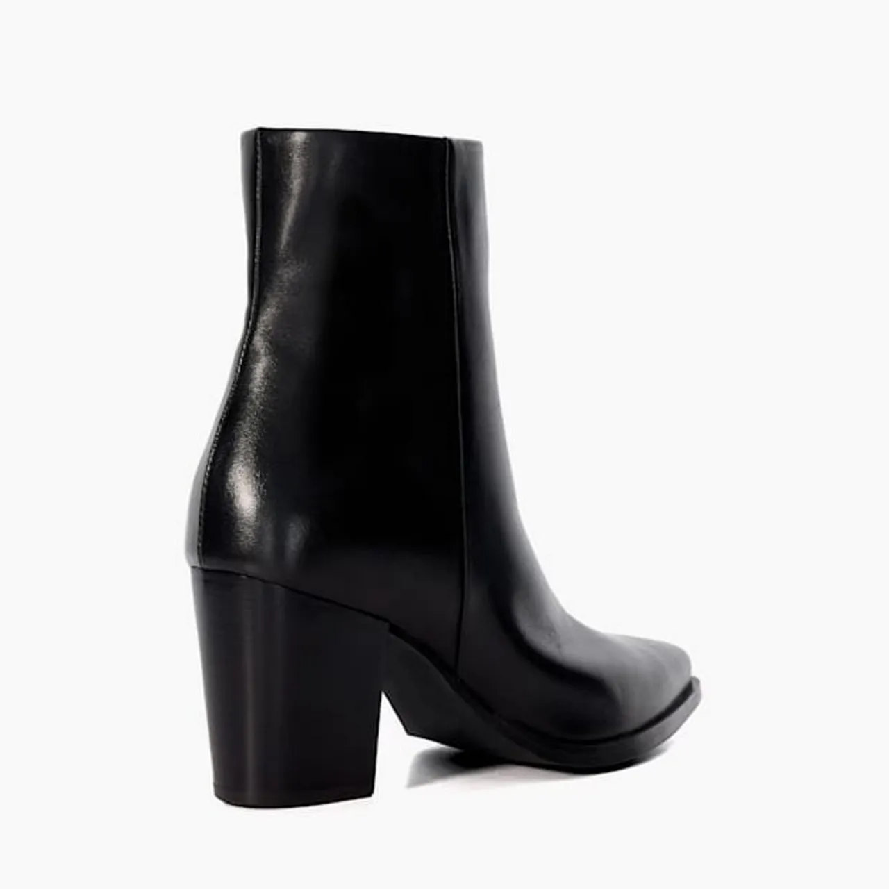 Dune London Paxten Leather Western Ankle Boots Black