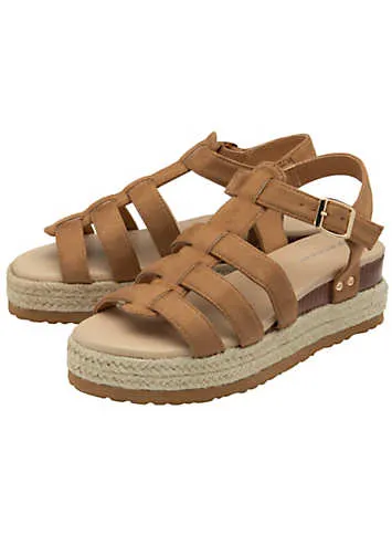 Leather Cross Strap Sandals by Landies