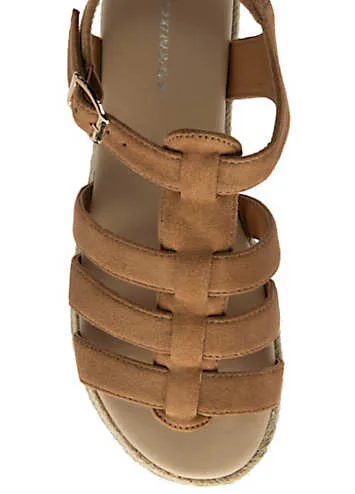 Leather Cross Strap Sandals by Landies