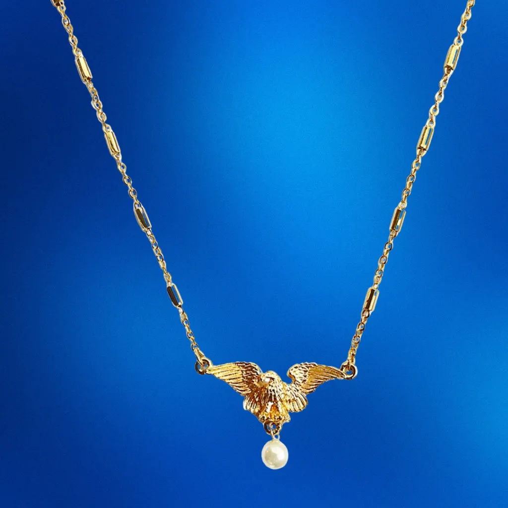 Faux Pearl Eagle Necklace