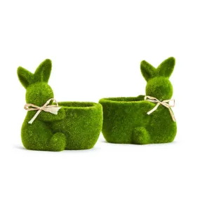 Ear-resistible Faux Moss Easter Bunny Cachepot Set