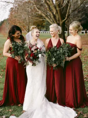 Elegant Satin Long Bridesmaid Dresses