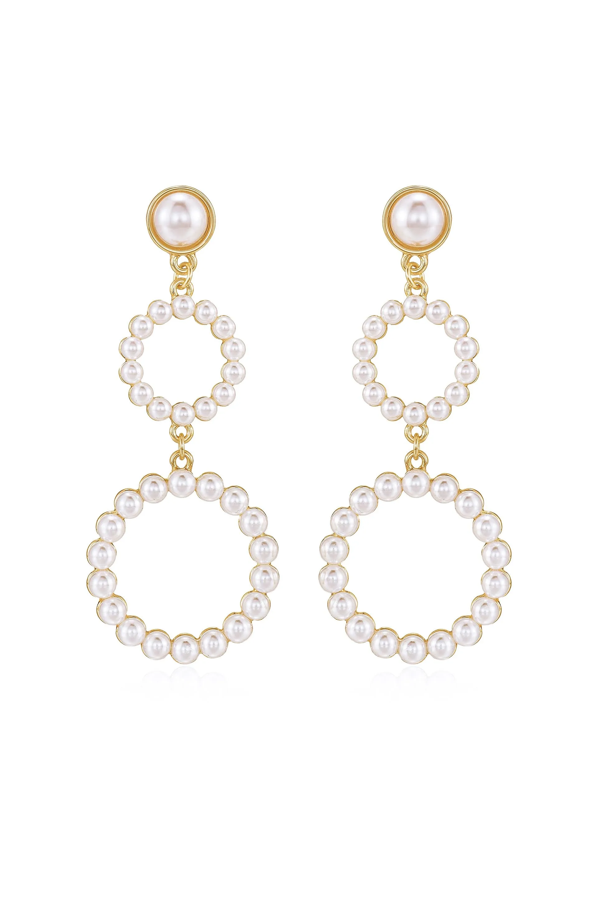 Night Out Double Pearl Hoop Drop Earrings