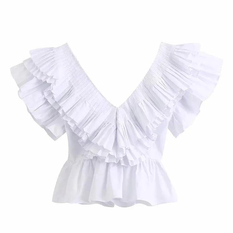 White Ruffle Top