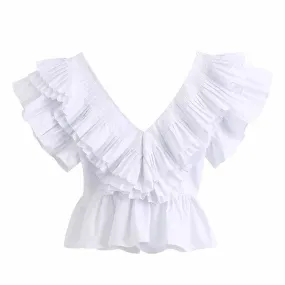 White Ruffle Top