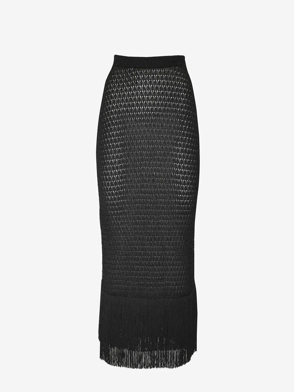 Eleonora Gottardi - Slim Fit Knit Midi Skirt with Fringed Edge