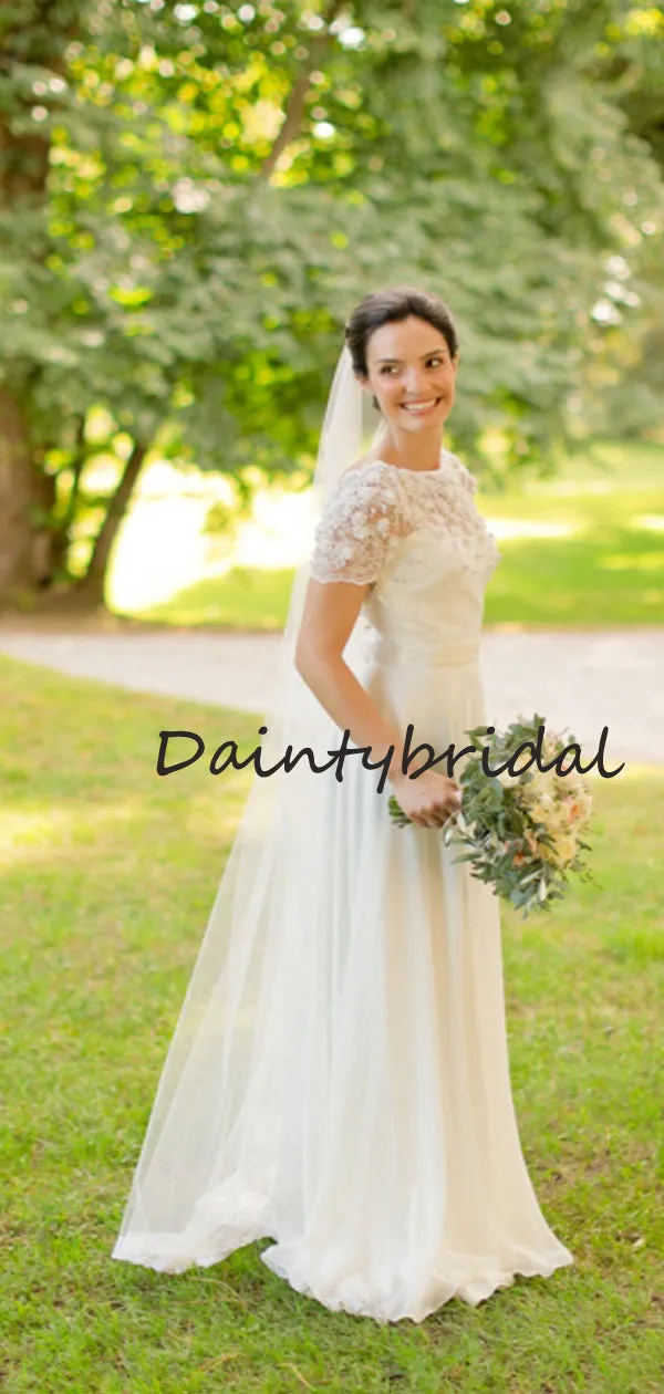 White Wedding Dresses with Lace Details