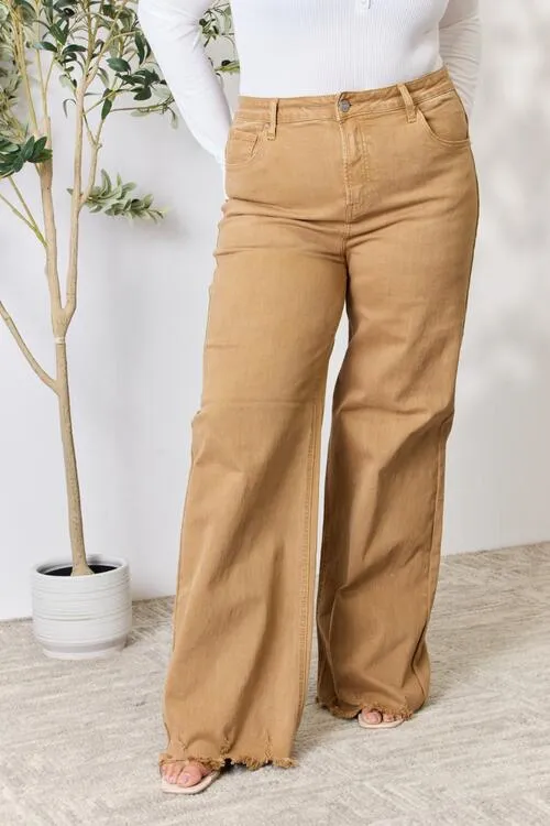 Camel High Waist Wide Leg Jeans