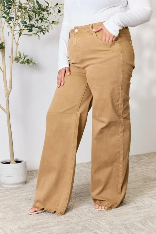 Camel High Waist Wide Leg Jeans