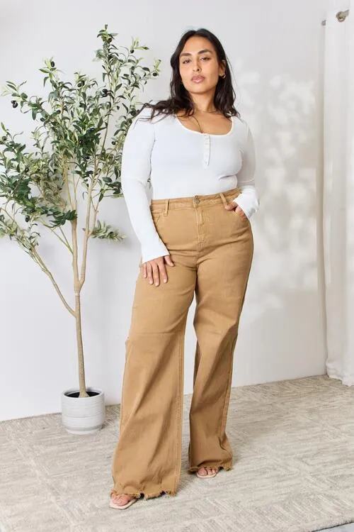 Camel High Waist Wide Leg Jeans