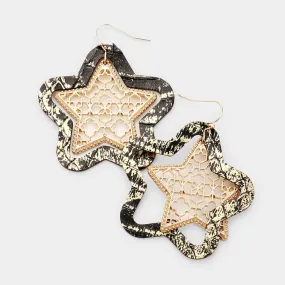 iLLASPARKZ Faux Leather Moroccan Filigree Star Dangle Earrings