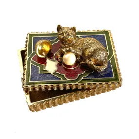 Faux Pearl Cat Treasure Box