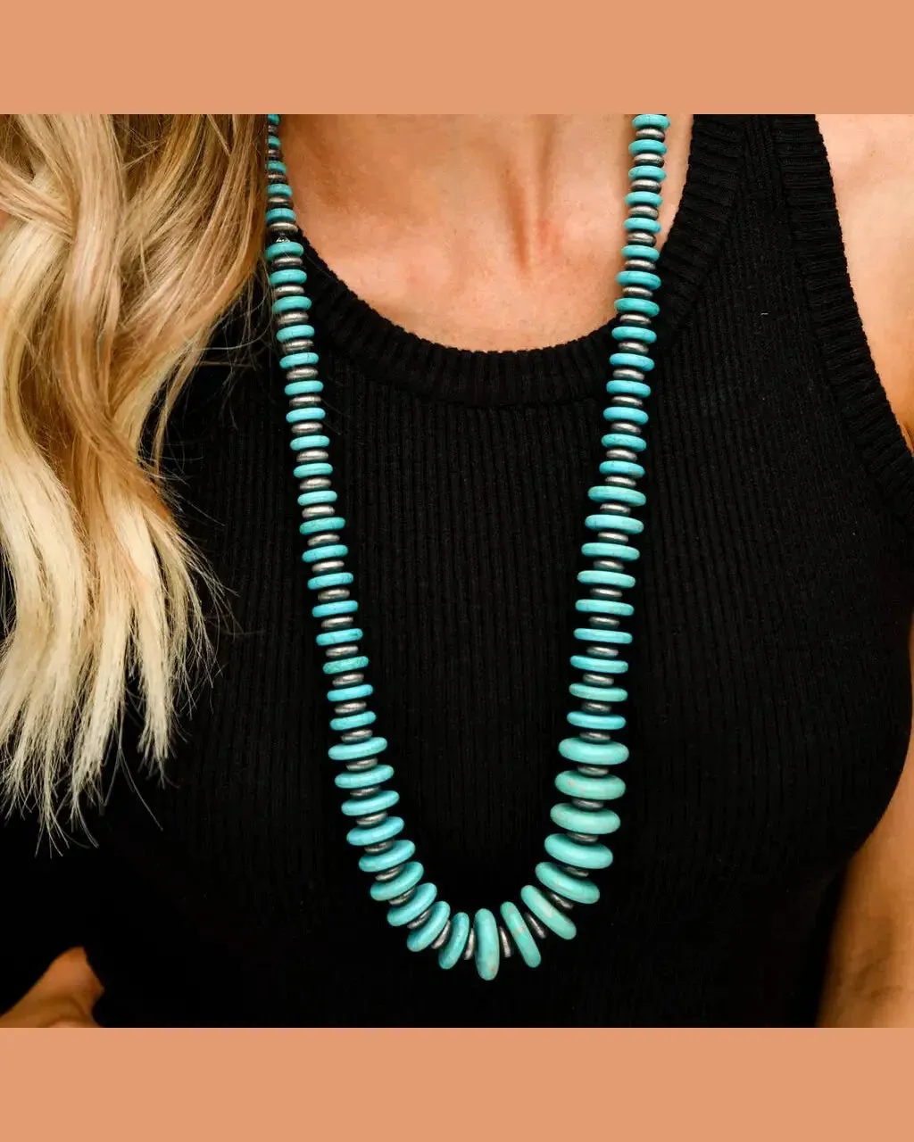 Turquoise Necklace with Faux Navajo Pearls