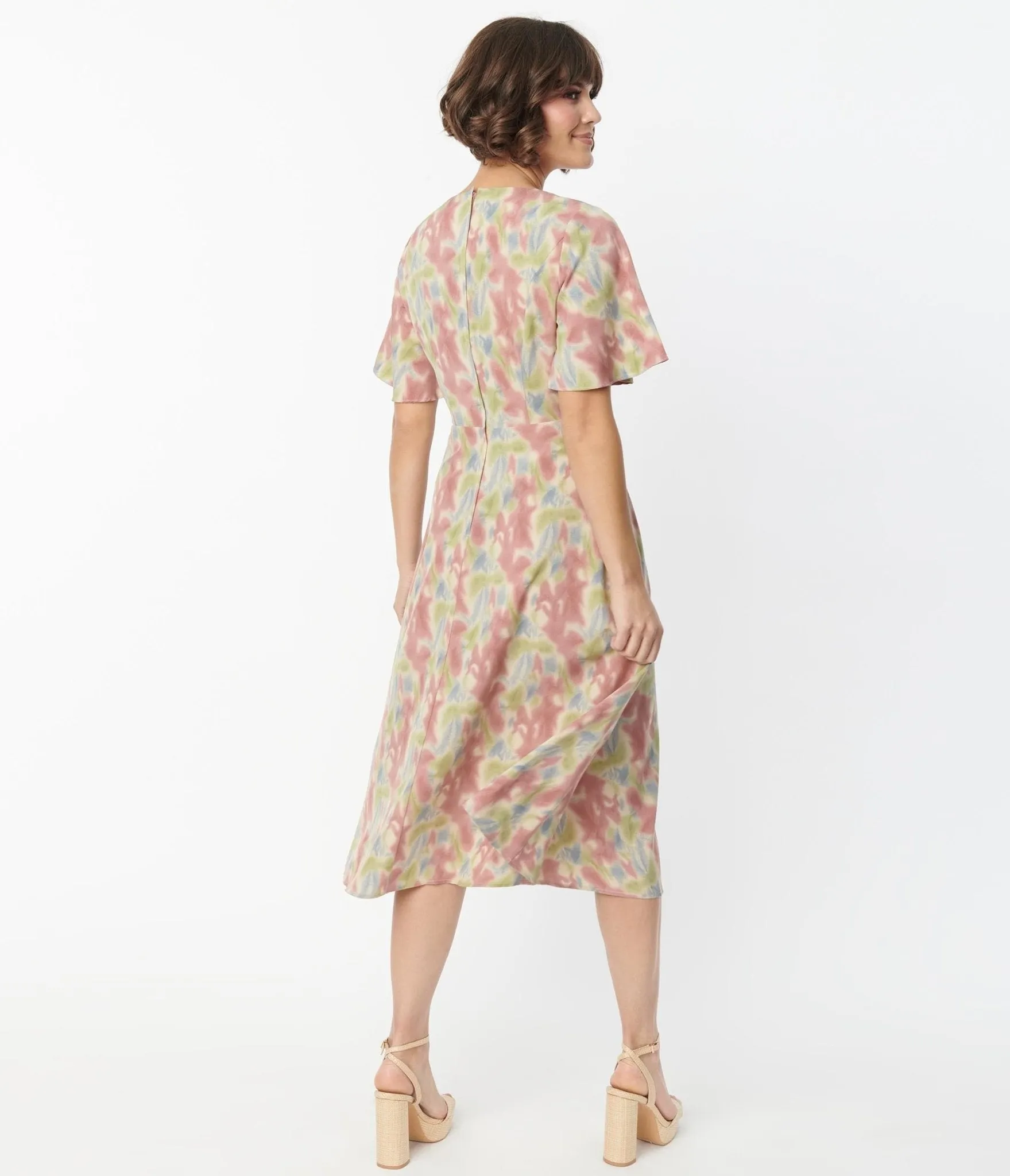 Retro Watercolor Festival Midi Dress