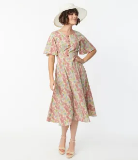 Retro Watercolor Festival Midi Dress