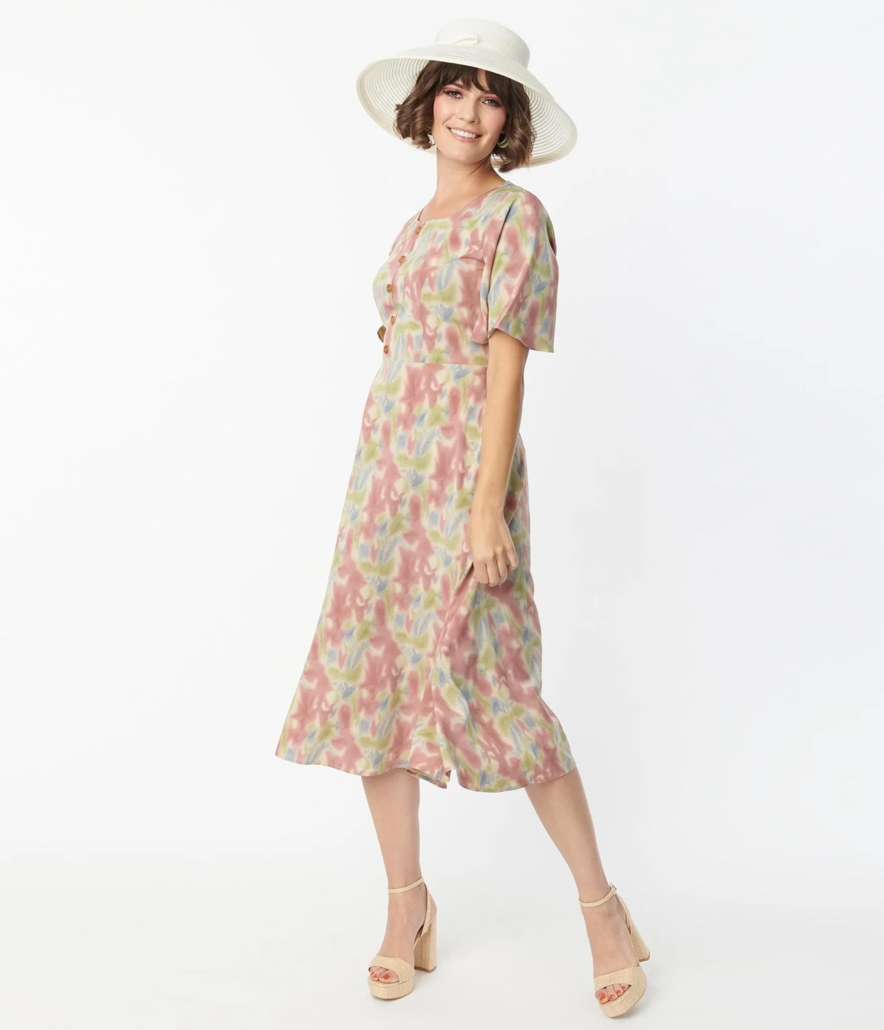 Retro Watercolor Festival Midi Dress